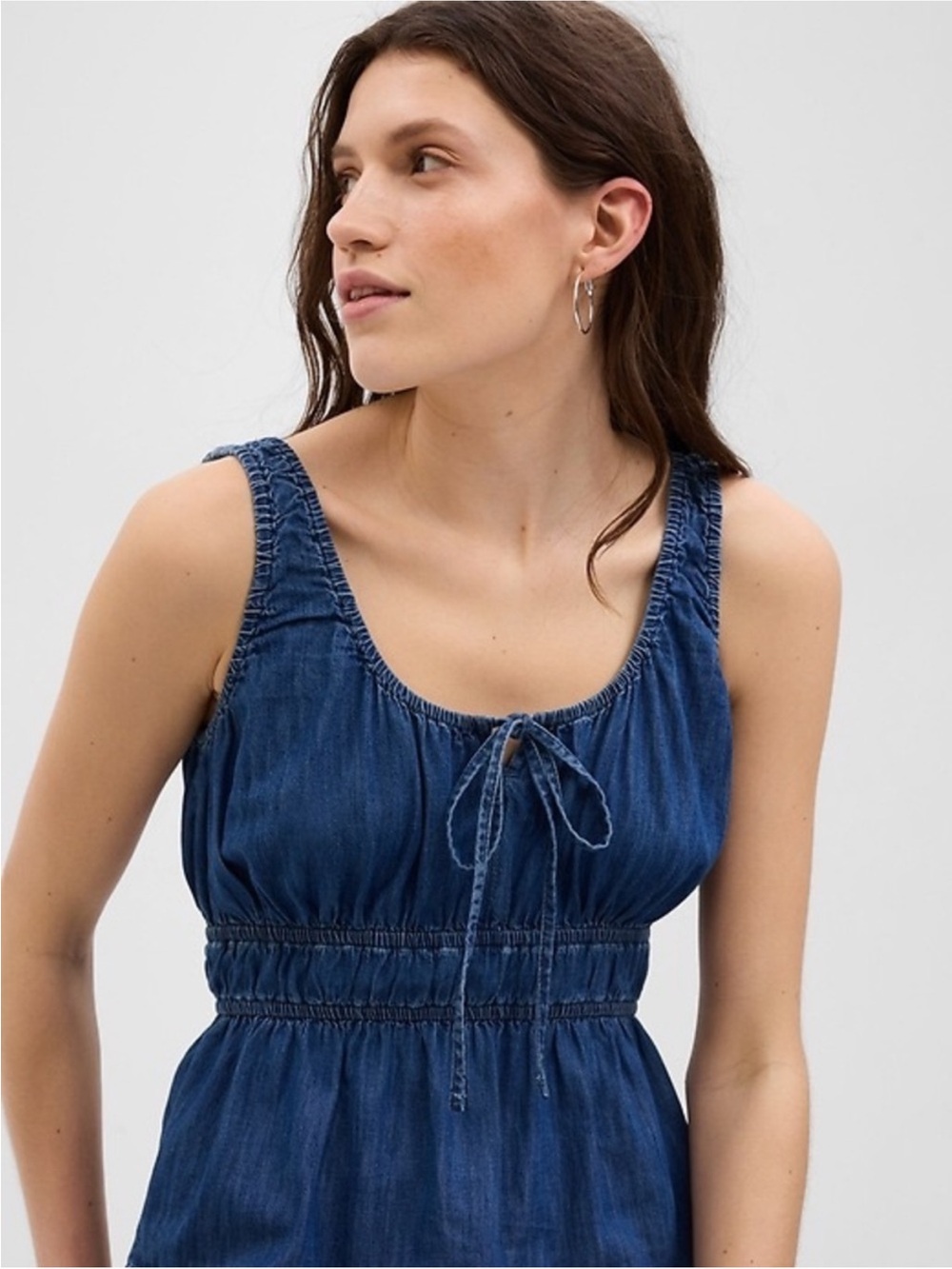 Gap denim cotton tiered dress
